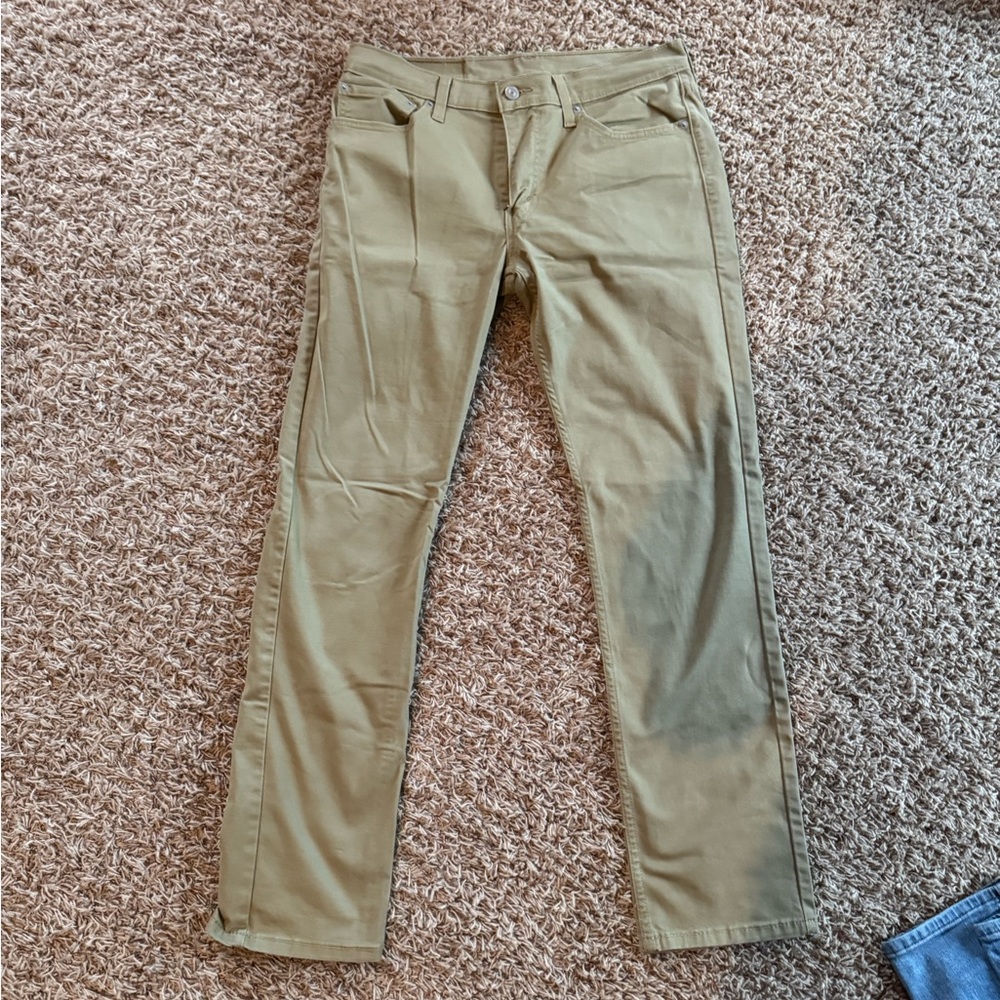 Khaki Straight-Leg Pants